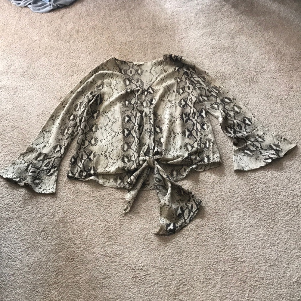 Entro Snakeskin print blouse with tie in front